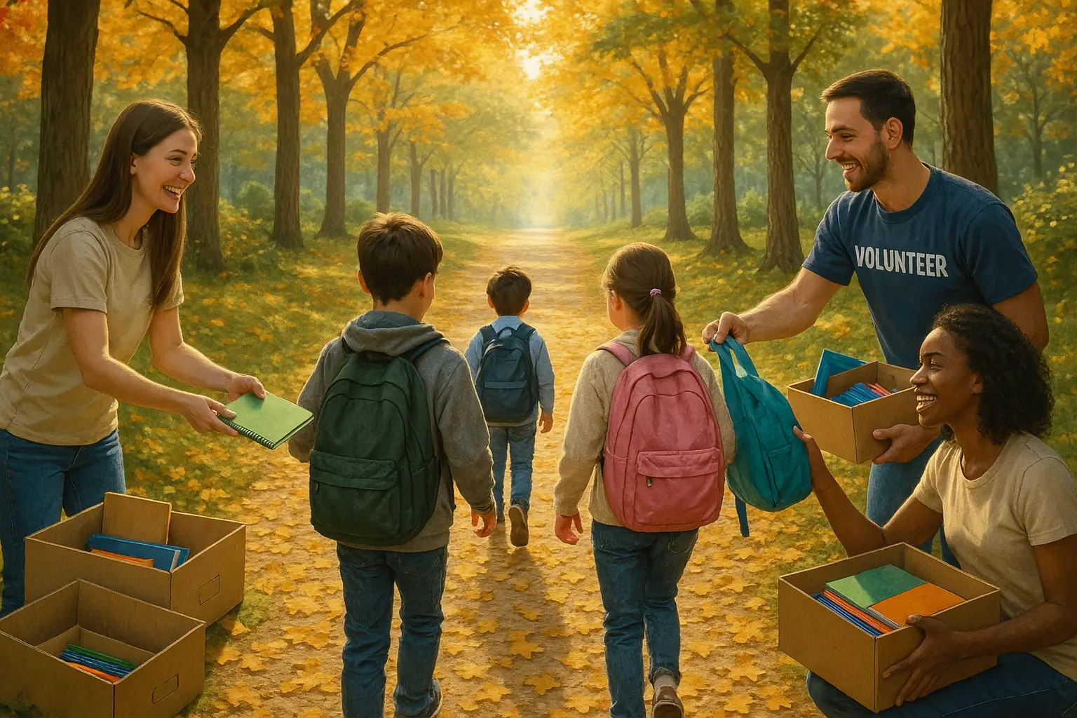осенняя тропинка с детьми и волонтёрами